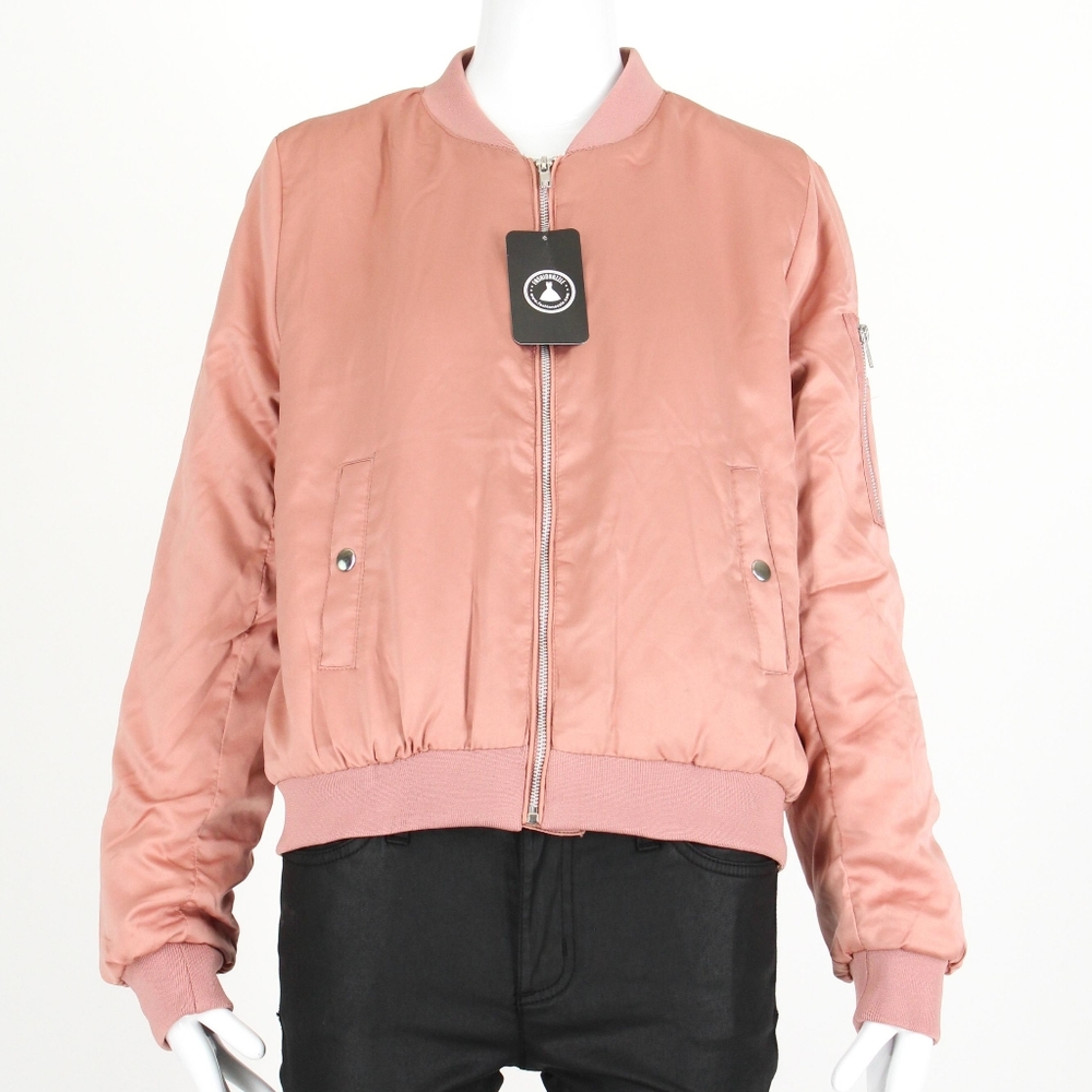 Mauve/Blush Satin Bomber Jacket